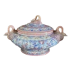 Vintage Portuguese Pink Blue Tureen With Swan Handles 2 Vintage Portuguese Pink Blue Tureen With Swan Handles -Lenox Shop vintage portuguese pink blue tureen with swan handles 7245