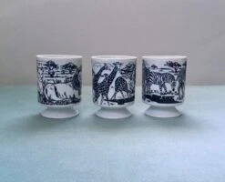 Vintage Safari Footed Milk Glass Mugs- Set Of 3 -Lenox Shop vintage safari footed milk glass mugs set of 3 0419