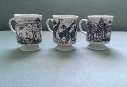 Vintage Safari Footed Milk Glass Mugs- Set Of 3 -Lenox Shop vintage safari footed milk glass mugs set of 3 0593