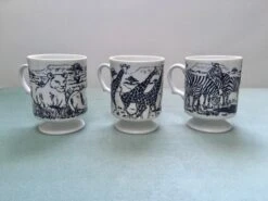 Vintage Safari Footed Milk Glass Mugs- Set Of 3 -Lenox Shop vintage safari footed milk glass mugs set of 3 2602