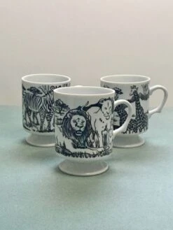 Vintage Safari Footed Milk Glass Mugs- Set Of 3 -Lenox Shop vintage safari footed milk glass mugs set of 3 7265