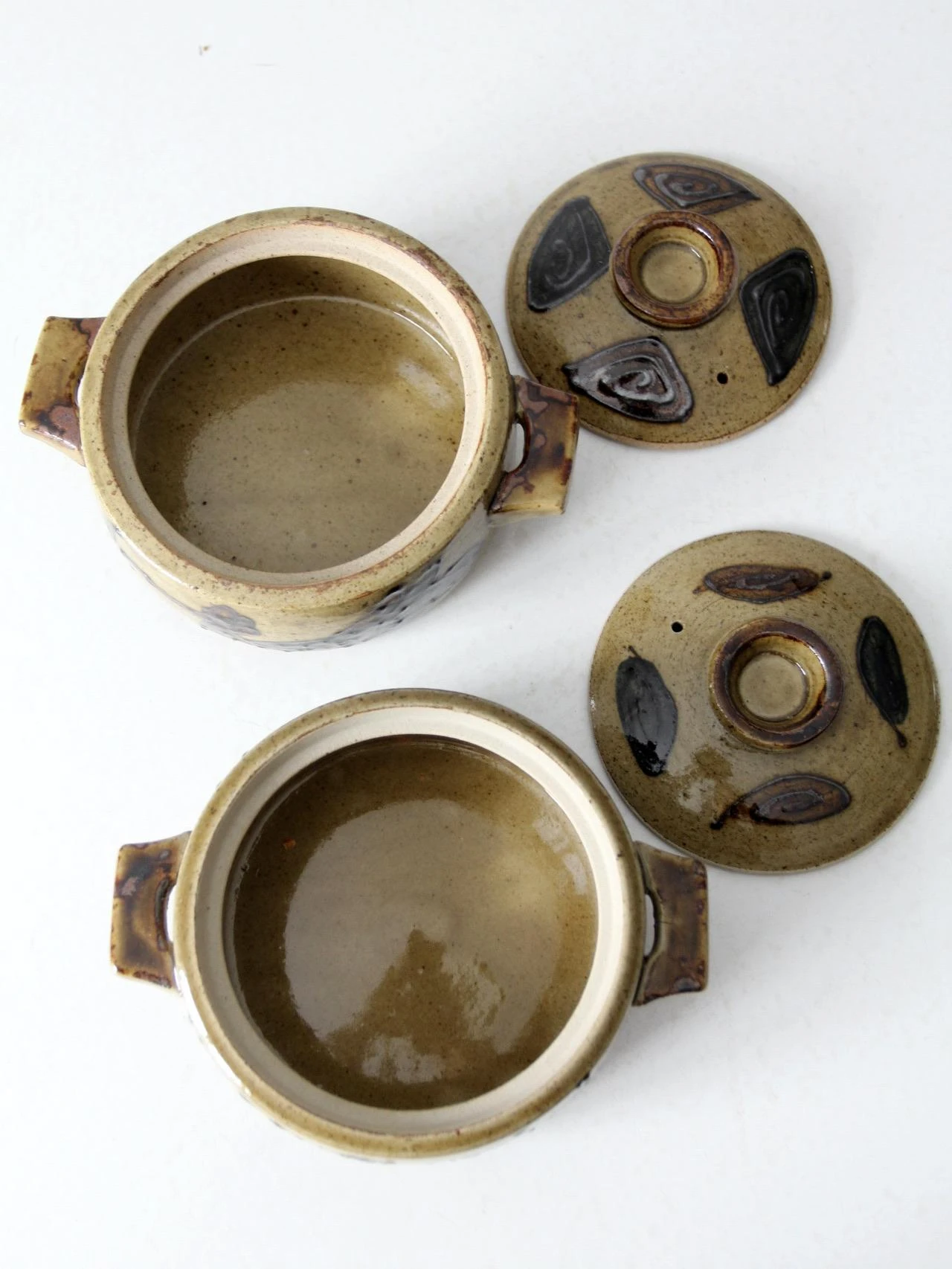 Vintage Studio Pottery Covered Dishes Pair 7 Vintage Studio Pottery Covered Dishes Pair - Image 5