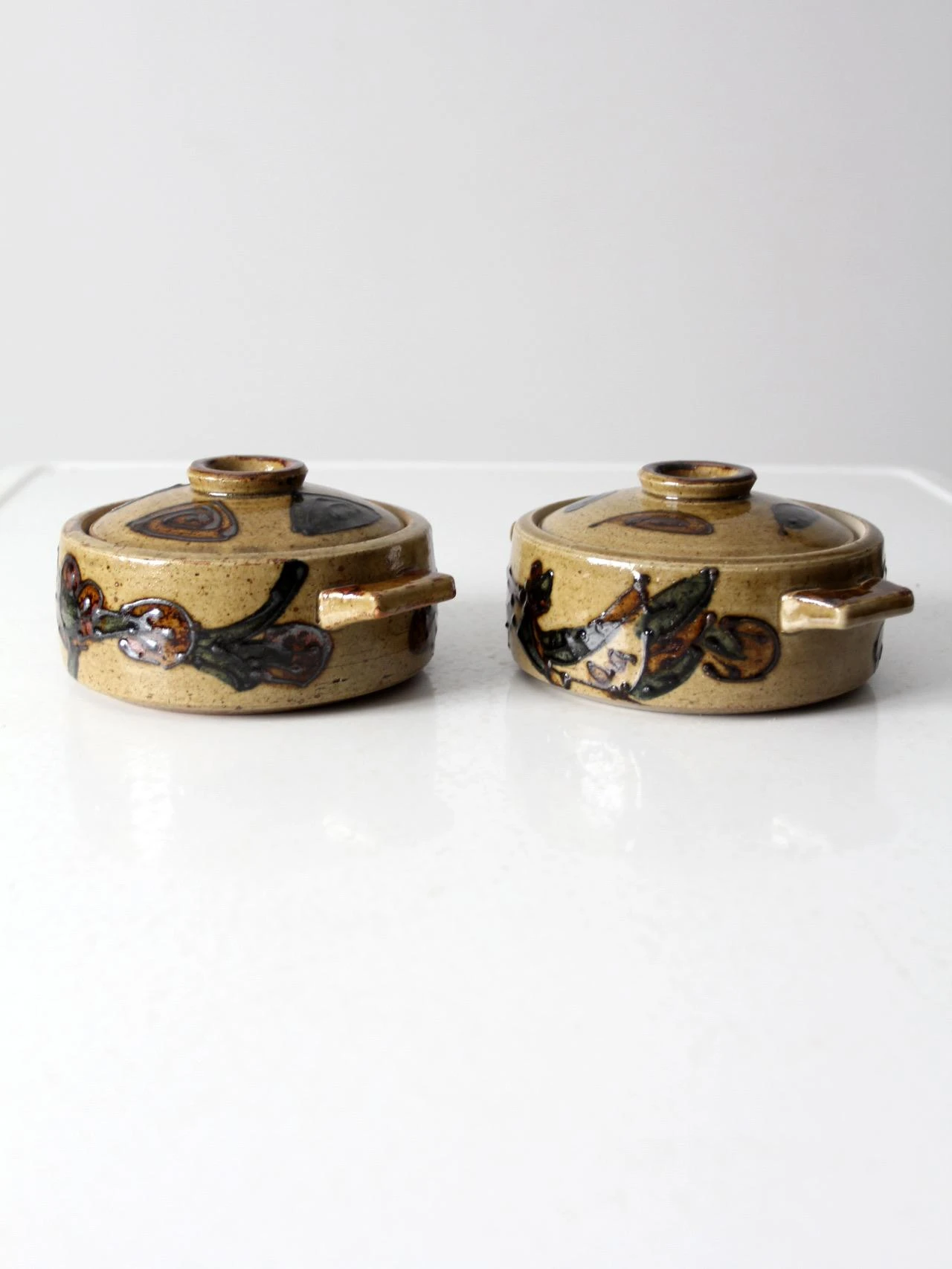 Vintage Studio Pottery Covered Dishes Pair 4 Vintage Studio Pottery Covered Dishes Pair - Image 2