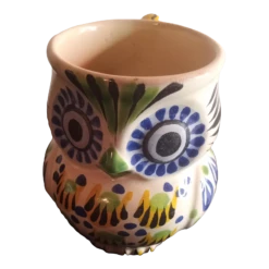 Vintage Tonala Art Mexico Owl Figurine Mug