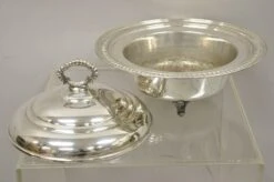 Vtg English Regency Victorian Silver Plated Lidded Vegetable Serving Dish Bowl -Lenox Shop vtg english regency victorian silver plated lidded vegetable serving dish bowl 0879
