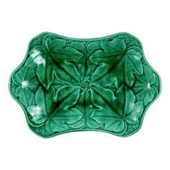 Wedgwood Green Glazed Majolica Maple Leaves Serving Platter, Dated 1868