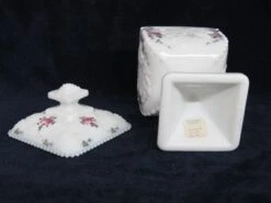 Westmoreland Milk Glass Beaded Edge Square Grape Pedestal Candy Bowl -Lenox Shop westmoreland milk glass beaded edge square grape pedestal candy bowl 2101
